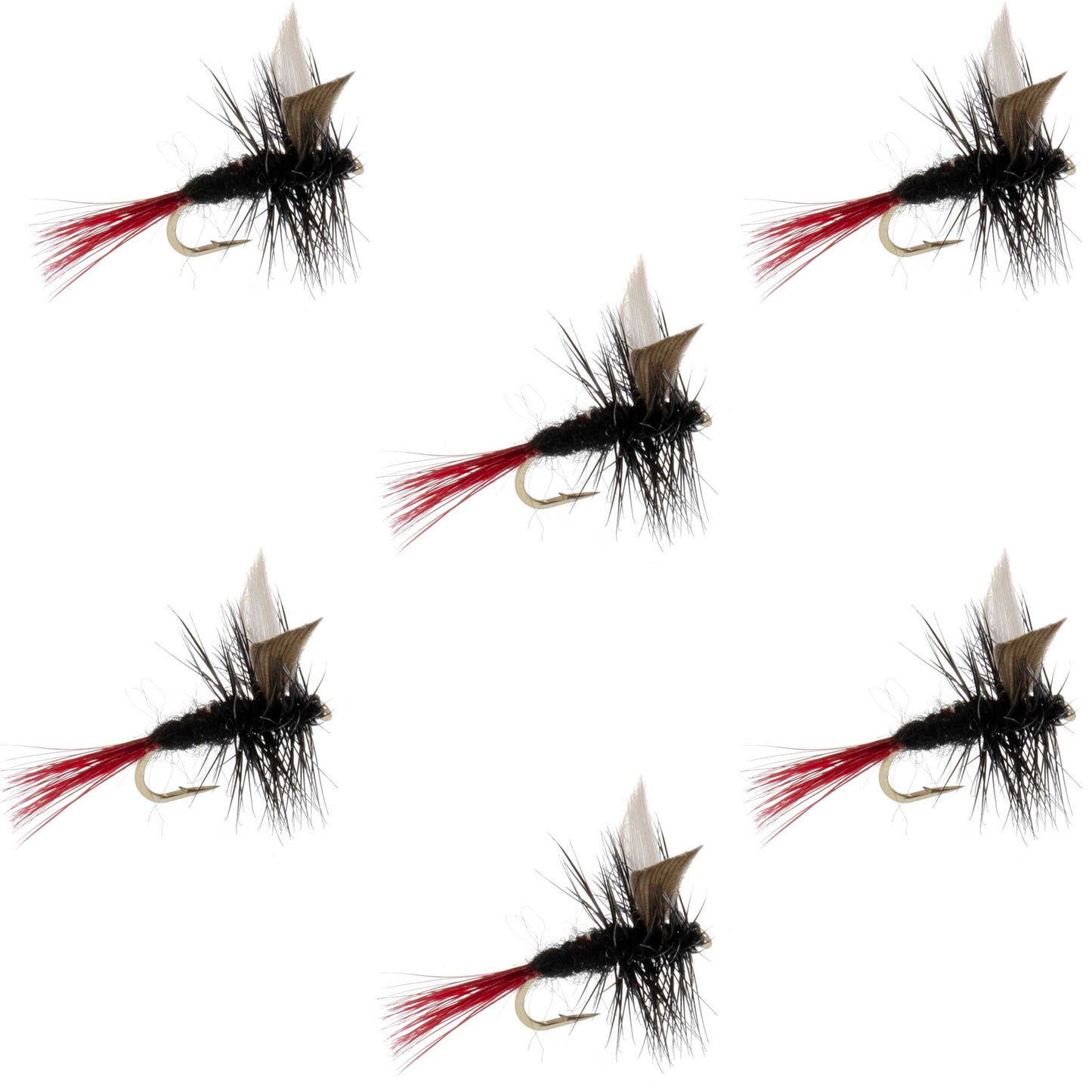 Red-Tailed Black Gnat Classic Dry Fly - 6 Flies Size 18