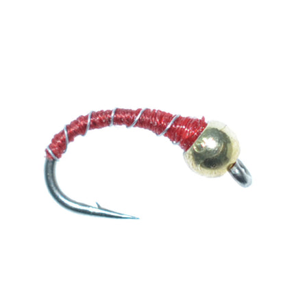 3 Pack Bead Head Red Zebra Midge Nymph Hook Size 20