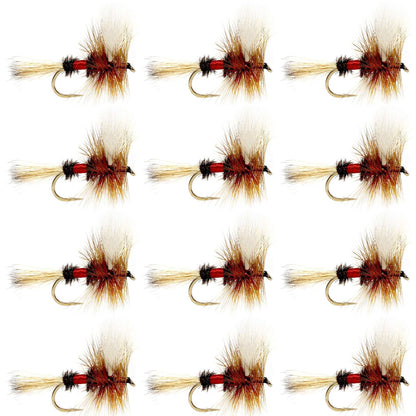 Barbless Royal Wulff Classic Hair Wing Dry Fly - 1 Dozen Flies Hook Size 16