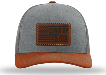Shut Up & Fish Flag Patch - Gray/Charcoal/Orange