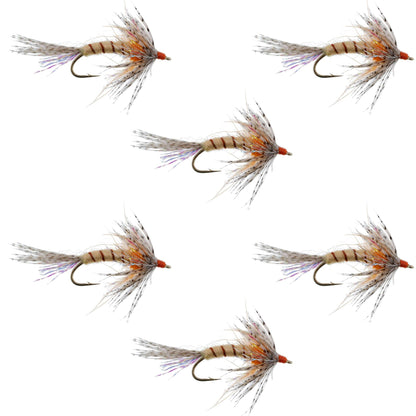 Orange Shakey Bealy Fall Soft Hackle Wet Fly - 6 Flies Hook Size 10