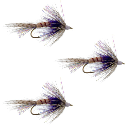 3 Pack Purple Shakey Bealy Fall Soft Hackle Wet Fly - Hook Size 10