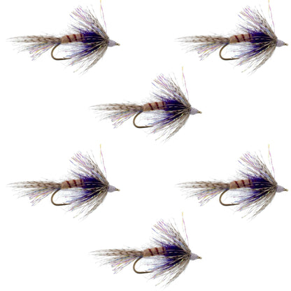 Purple Shakey Bealy Fall Soft Hackle Wet Fly - 6 Flies Hook Size 10