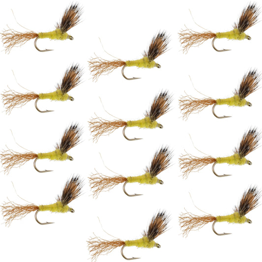 Sparkle Dun Pale Morning Dun PMD Yellow Body Mayfly 12 Flies Hook size 14