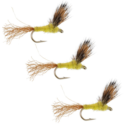 3 Pack Sparkle Dun Pale Morning Dun PMD Yellow Body Mayfly Hook Size 18