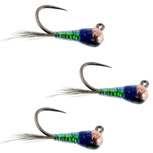 3 Pack Tungsten Gasolina Perdigon Tactical Jig Euro Nymph Fly - Size 14