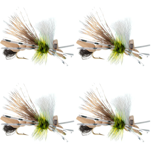 Water Trout Foam Grasshopper Fly - 4 Flies Hook Size 10