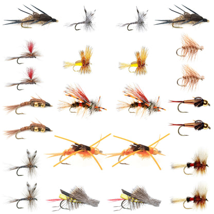 Trout Fly Assortment - Essential Western Dry and Nymph Fly Fishing Flies Collection - 2 Dozen Trout Flies with Fly Box