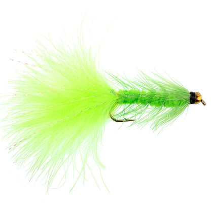 Chartreuse Bead Head Crystal Woolly Bugger Classic Streamer Fly - 12  Flies - Hook Size 8