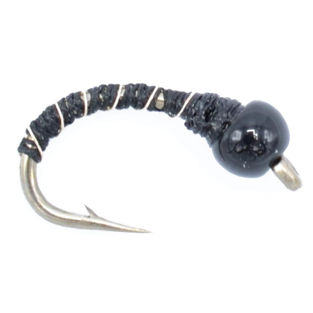 3 Pack Bead Head Black Zebra Midge Still Water Nymph Fly Fishing Fly Hook Size 16