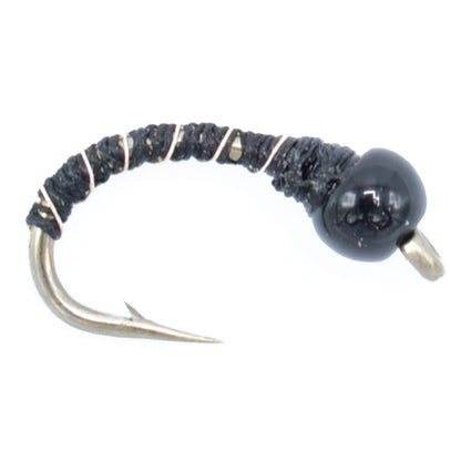 Black Zebra Midge - Black Bead Head - 1 Dozen - Size 20 - Tailwater and Lake Fly Fishing Flies