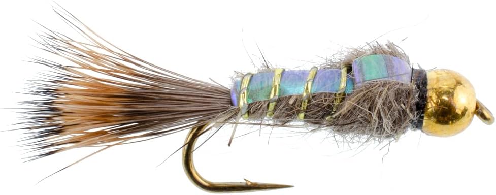 3 Pack Gold Bead Head Flash Back Gold Ribbed Hare's Ear Nymph Fly Fishing Flies Hook Size 16