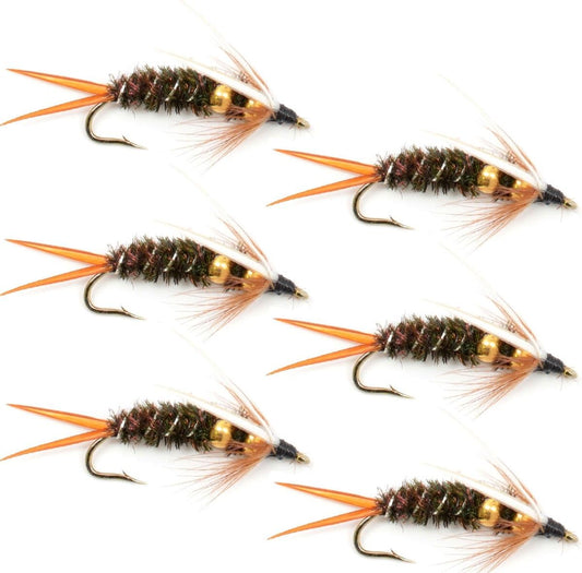 Double Bead Prince Nymph Fly Fishing Flies - 6 Flies Hook Size 12