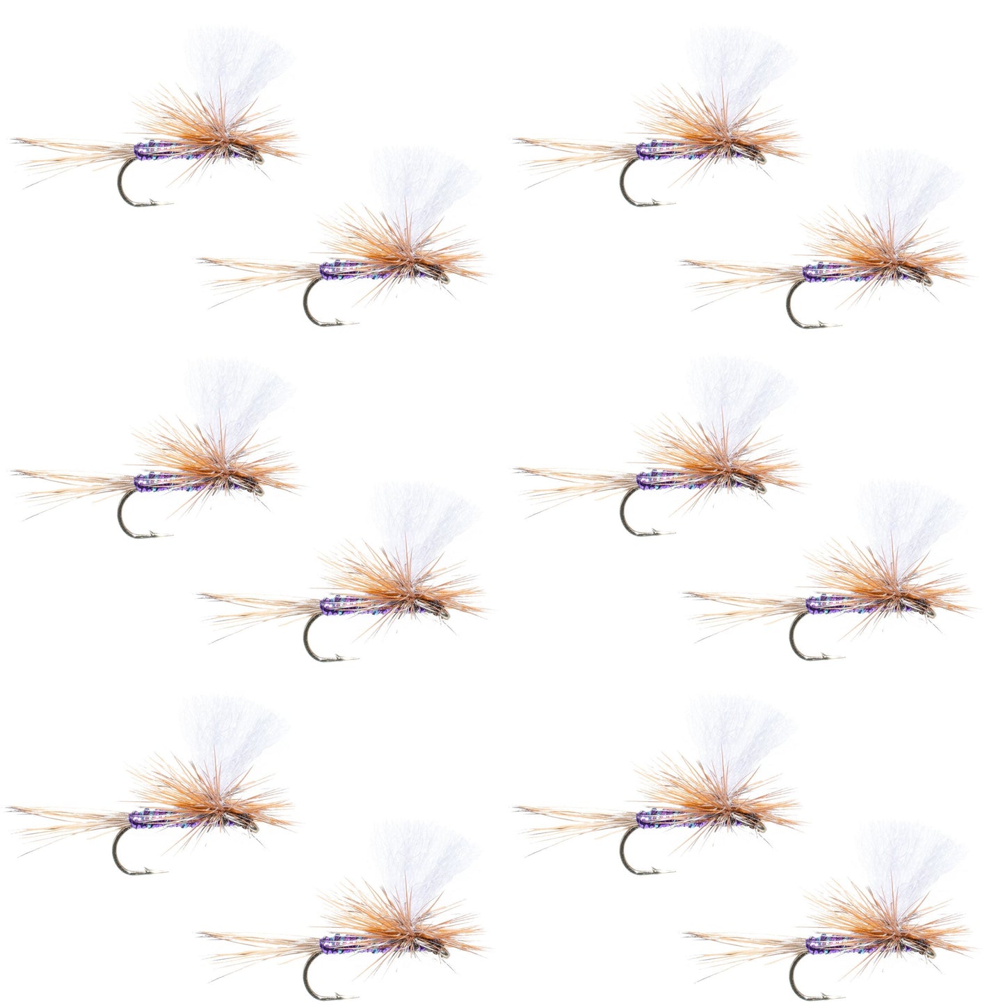 Parachute Super Flash Purple Haze Dry Fly - 12 Flies Size 16