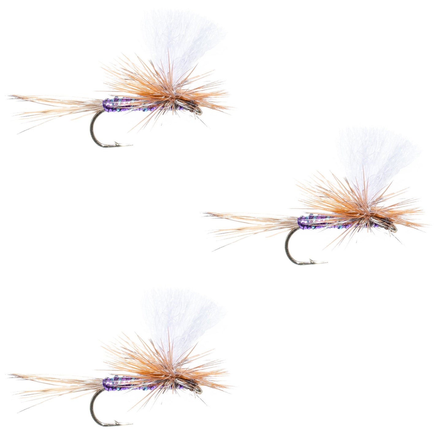 3 Pack Parachute Super Flash Purple Haze Dry Fly - Size 14