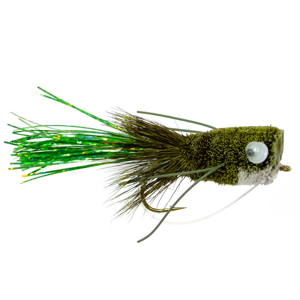 Bass Bug Collection -12 Bass Fly Fishing Flies - Surface Poppers Frog, Rat, Mouse Divers  - Hook Sizes 2,4, 6 And 8