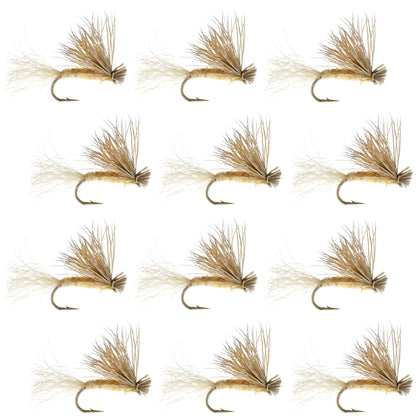 Tan X Caddis Emerging Caddis Adult Trout Dry Fly - 1 Dozen Flies Hook Size 18